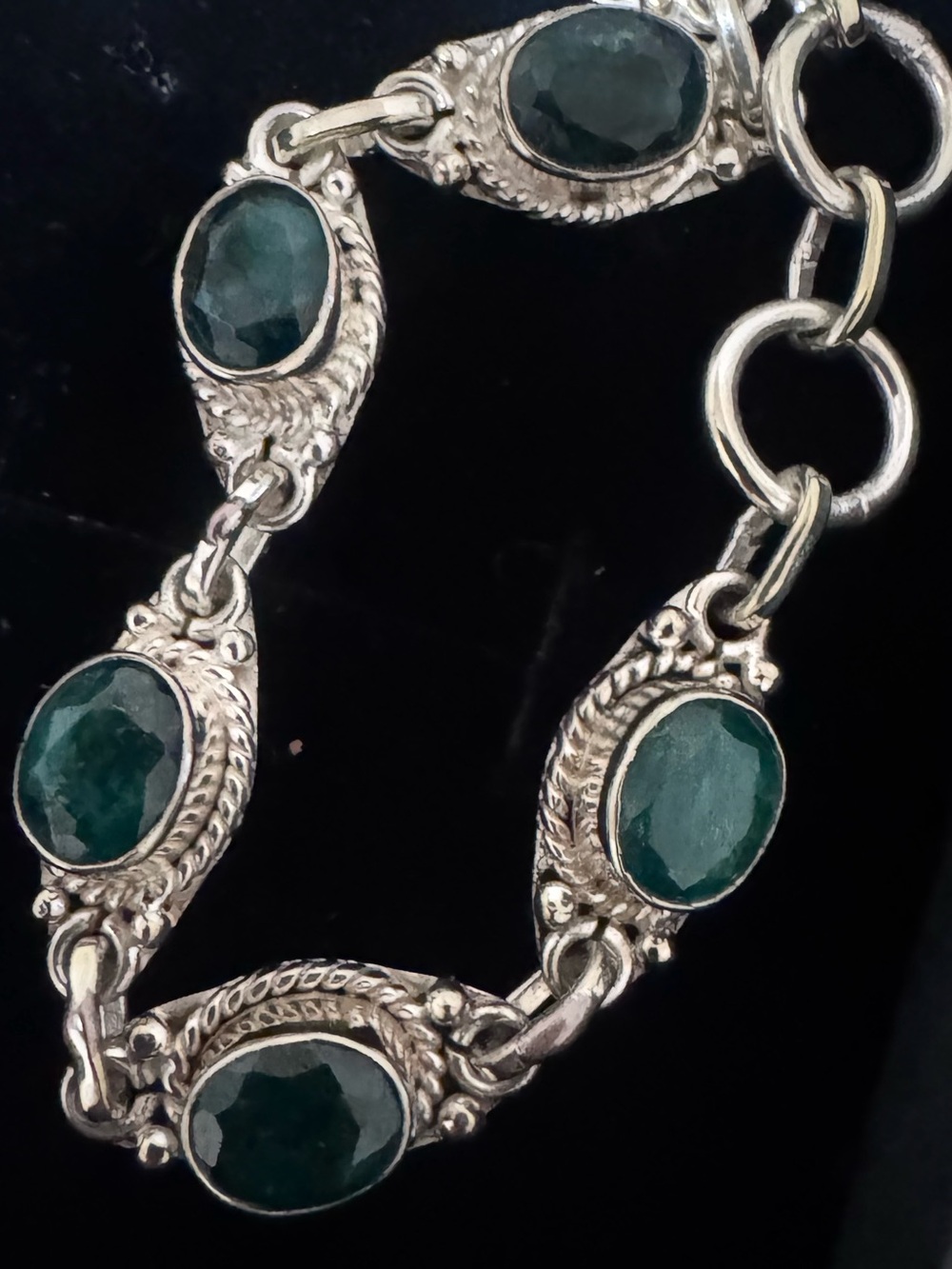 Genuine  Emerald Bracelet silver pl - Picture 4 of 4